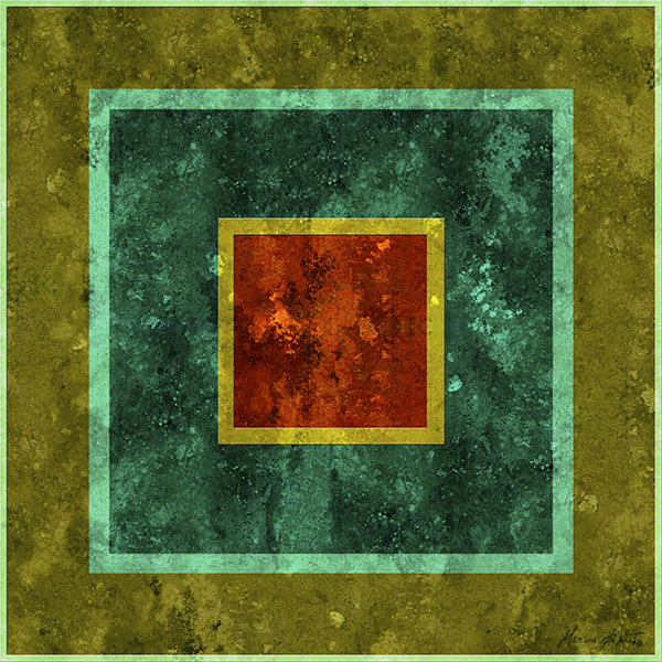 <center><em>Three Squares_olive</em> (2005) 40"x40" (printed dimensions variable)</center>