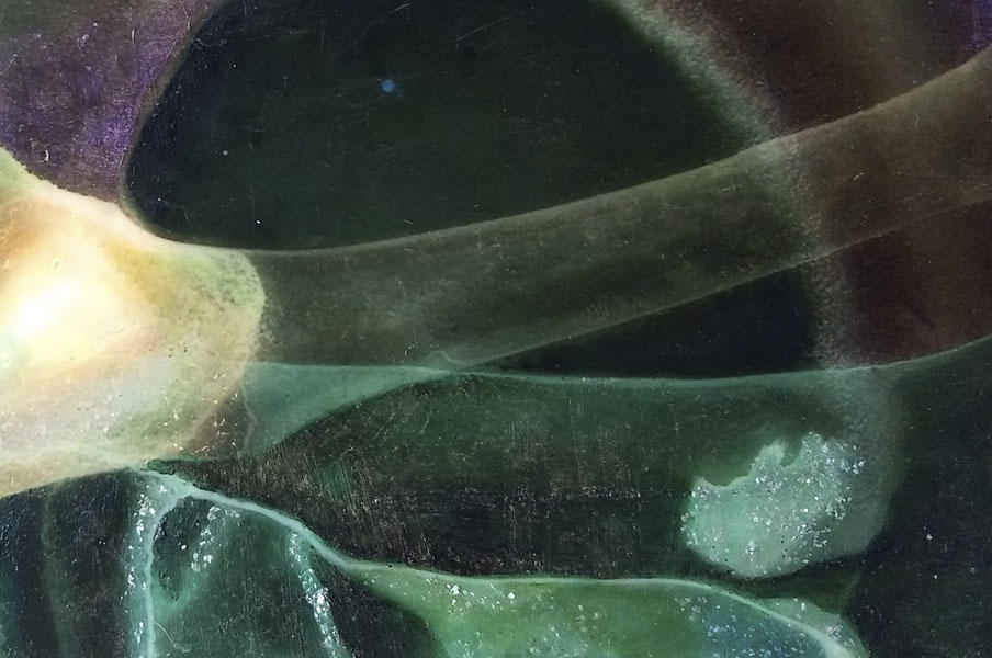 <center>Indigo Sky (2017) 22"x18" - Detail 4</center><center><br/><a href="/gallery.html?sortNumber=10&gallery=Early%20Alternative%20Media&skipno=0" target="_parent">Back to Gallery</a></center><center><br/><a href="/gallery.html?folio=&sortNumber=15&gallery=One-of-a-kind%20Works&skipno=0&loadedNumber=0" target="_parent">View this item in the shop</a></center>