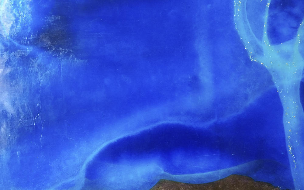 <center>Indigo Sky (2017) 22"x18" - Detail 2</center><center><br/><a href="/gallery.html?sortNumber=10&gallery=Early%20Alternative%20Media&skipno=0" target="_parent">Back to Gallery</a></center><center><br/><a href="/gallery.html?folio=&sortNumber=15&gallery=One-of-a-kind%20Works&skipno=0&loadedNumber=0" target="_parent">View this item in the shop</a></center>